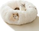 Winter Plush Cat Tunnel with Cat Bed for Indoor Cats,Multifunctional Cat Toys for Small Medium Large Cat.