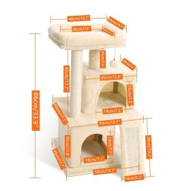 Domestic Delivery Multi-Level Cat Tree Tower Climb Furniture Scratching Post for Indoor House Pet Supplies Kitten Toy Cozy Condo (Color: AMT0140BG, size: as picture)