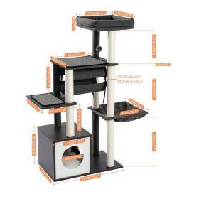 Free Shipping Luxury Cat Tree Condo Furniture Kitten Activity Tower Pet Kitty Play House with Scratching Posts Perches Hammoc (Color: AMT0102GY, size: L)