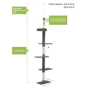 Domestic Delivery Height 238-274cm Cat Tree Condo Scratching Post Floor to Ceiling Adjustable Cat Scratcher Protecting Furniture (Color: AMT0160GY, size: as picture)