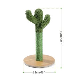 Cute Cactus Pet Cat Tree Toy with Ball Scratching Post for Cat Kitten Climbing Mushroom Condo Protecting Furniture Fast Delivery (Color: AMT0088GN, size: as picture)