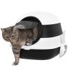 PawHut Cat Litter Box with Lid, Covered Litter Box w/ High Sides, Air Freshener, Large Two-Way Entrance Kitty Litter Box, Foldable, Easy Clean, White