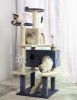 46.8 in Cat Tree Tower Condo Furniture Apartment Plush Habitat Kitten Amusement Platform With Scratch Posts Toy Fish Pet House