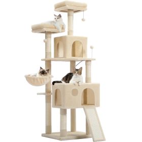 Free Shipping Multi-Level Cat Tree For Cats With Cozy Perches Stable Cat Climbing Frame Cat Scratch Board Toys Cat Furniture (Color: AMT0181BG, size: 162cm)