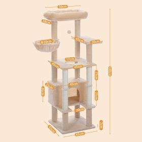 Multi-Level Cat Tree with Condo Scratching Posts Large Cat Tower with Hammock Cat Accessories Kitty Cat Toys Cat Pet Supplies (Color: AMT0223BG, size: L)