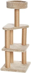 Basics Cat Tree Indoor Climbing Activity Tower with Scratching Posts, Large, 17.7" x 45.9", Beige (Color: naturally Medium)