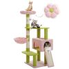 Flower Cat Tree 47.2" Multi-Level Cat Tower with Sisal Covered Scratching Posts, Cute Cat Condo for Indoor Small Medium Cats, Pi