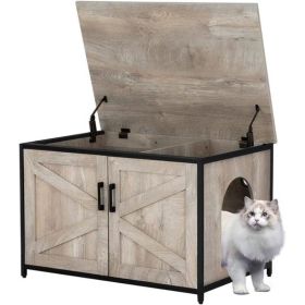 Extra Large Cat Litter Box Enclosure Furniture with Top Opening, Jumbo Automatic Litter Box Cover and Hidden Cat Box (Color: EnclosureWeatheredG, size: Top Openning)