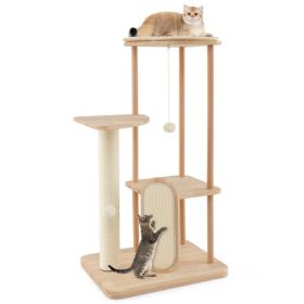 Multi-level Modern Cat Tower with Scratching Board and Post (Color: Beige)