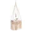 MewooFun Cat Hammock Macrame Hanging Swing Cat Bed Basket with Cotton Mat Indoor