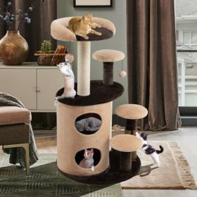 40 Inch Cat Tree Tower Multi-Level Activity Tree with 2-Tier Cat-Hole Condo (Color: Brown)