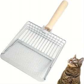 Cat metal litter scoops filter small feces Litter filters Oversized dog litter scoops can cope with different sizes of feces small and large holes The (Color: Silver)