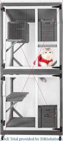 Indoor Wooden Kitten Cage With Upgraded Resting Box Bed Cats Large Cat House Outdoor Catio Enclosure Cats Pet Products For Beds (Color: Grey Catio)