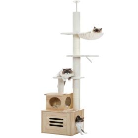 Cat Tree Floor to Ceiling Cat Tower for Indoor Cats, Cat Condo for Indoor Cats Adjustable Height 90.6-110.2" (Color: as picture)