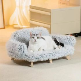 Mewoofun Modern Wooden Pets Elevated Bed with Removable Washable Cover for Cat (Style: QM095)