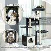 H130.5CM Modern Cat Tree Condo with Tunnel Scratching Posts for Cat Activity Multi-Level Tower Large Perch Hummock rascador gato