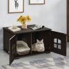 Large Wooden Cat Litter Box Enclosure Hidden Cat Washroom with Divider