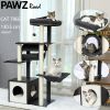 H130.5CM Modern Cat Tree Condo with Tunnel Scratching Posts for Cat Activity Multi-Level Tower Large Perch Hummock rascador gato