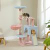 Flower Cat Tree 47.2" Multi-Level Cat Tower with Sisal Covered Scratching Posts, Cute Cat Condo for Indoor Small Medium Cats, Pi