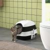 PawHut Cat Litter Box with Lid, Covered Litter Box w/ High Sides, Air Freshener, Large Two-Way Entrance Kitty Litter Box, Foldable, Easy Clean, White