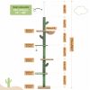 H239-275cm Cactus Cat Tree Floor to Ceiling for Indoor Cat 5-level Adjustable Tall Tower Natural Thicken Scratching Post Hummock