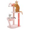 Flamingo Cat Tree Tower Multi-Level for Small to Medium Cats Pink Cat Tree with Scratching Posts Toy Hammock and Perch 37.4''