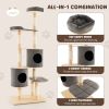 6-Tier Wooden Cat Tree with 2 Removeable Condos Platforms and Perch