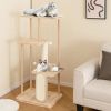 Wooden Multi-level Modern Cat Tower with Scratching Board and Post