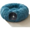 Winter Plush Cat Tunnel with Cat Bed for Indoor Cats,Multifunctional Cat Toys for Small Medium Large Cat.