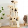 Pet Cat Tree House Condo Perch Entertainment Playground Stable Furniture for Kitten Multi-Level Tower for Large Cat Cozy Hommock