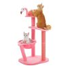 Flamingo Cat Tree Tower Multi-Level for Small to Medium Cats Pink Cat Tree with Scratching Posts Toy Hammock and Perch 37.4''