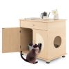 Cat Litter Box Enclosure with Sisal Scratching Doors and Storage