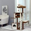 H130.5CM Modern Cat Tree Condo with Tunnel Scratching Posts for Cat Activity Multi-Level Tower Large Perch Hummock rascador gato