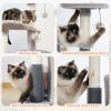 Small Cat Tree for Indoor Cats, Medium Cat Tower with Interactive Cat Toy, 32.7" Cat Condo with Self Groomer Brush, Natural Cat Scratching Post