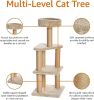 Basics Cat Tree Indoor Climbing Activity Tower with Scratching Posts, Large, 17.7" x 45.9", Beige