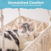 MewooFun Cat Hammock Macrame Hanging Swing Cat Bed Basket with Cotton Mat Indoor