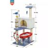 46.8 in Cat Tree Tower Condo Furniture Apartment Plush Habitat Kitten Amusement Platform With Scratch Posts Toy Fish Pet House