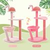 Cute Cat Tree Flamingo Pink Cat Tower with Sisal Scratching Posts for Small Cats, Kittens Cat Scratcher with Cat Perch Hammock